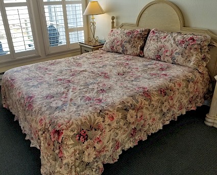 King size bed with 19" height for accessibility